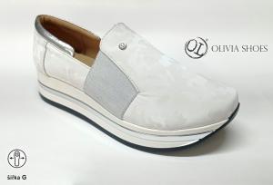 Olivia shoes 3064 dámské prozouvací polobotky - tenisky 20843, bílá camouflage