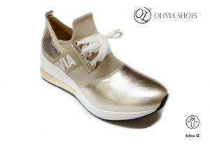 Olivia shoes 2113 dámské šněrovací polobotky - tenisky 20842, zlatá