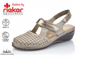 Rieker 47775-42 dámské sandály s uzavřenou špicí 20610, béžová kombi