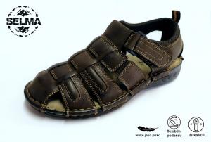 Selma MR71140 pánské sandály s plnou špicí a patou 20712, čokoládově hnědá