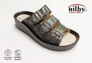 Hilby GZT066 dámské nazouváky -  pantofle 20782, tm. stříbrná