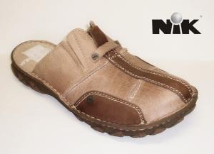 Nik 06-0035-003 pánské nazouváky - pantofle s uzavřenou špicí, béžová/hnědá, velikost 41