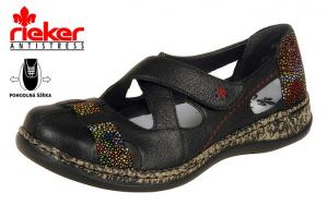 Rieker 46367-00 dámské sandály s uzavřenou špicí a patou 20304, černá, velikost 36
