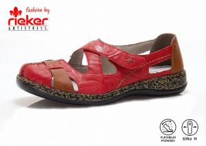 20634 Dámské sandály s plnou špicí a patou Rieker 46367-33, červená kombi