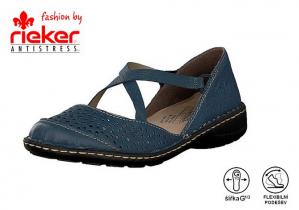 Rieker 49857-12 dámské sandály s plnou špicí a patou 20613, modrá, velikost 37