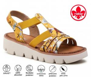 Rieker V7371-91 dámské sandály 20758, žlutá květová